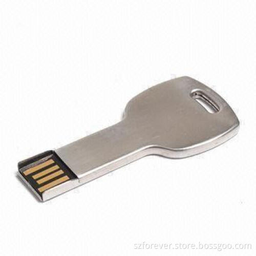Key-shaped USB Flash Drive, Made of Metal, 128MB to 32GB Capacity and CE, FCC, RoHS Marks